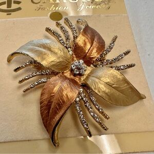 NWT - Carucci Gold and Bronze Floral Brooch